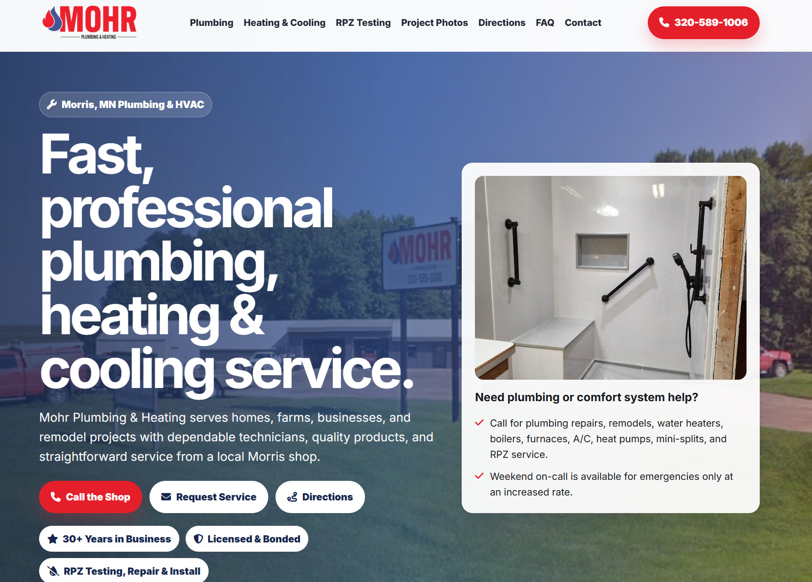 Plumbing and trades website project preview